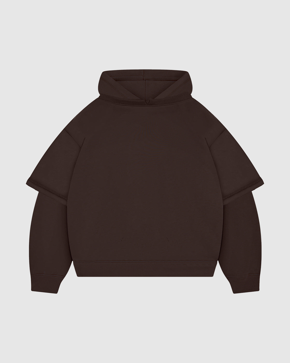 Mocha Brown Double-Sleeve Hoodie