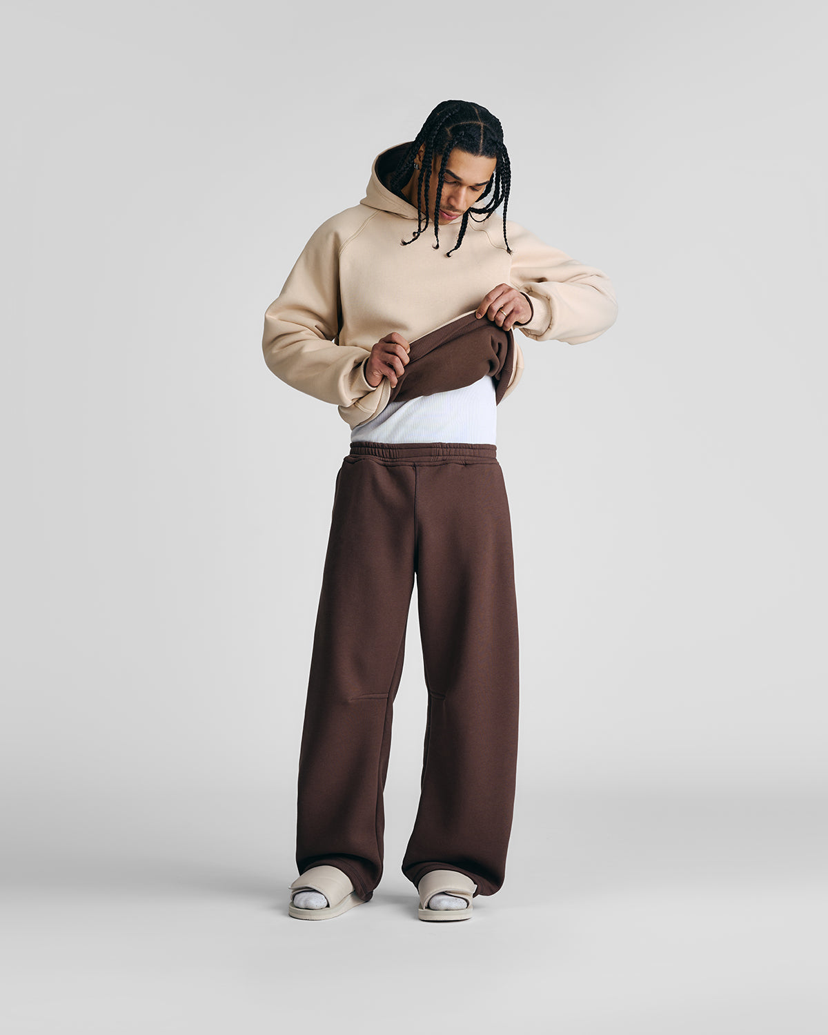 Mocha Brown & Soft Sand Double Face Hoodie