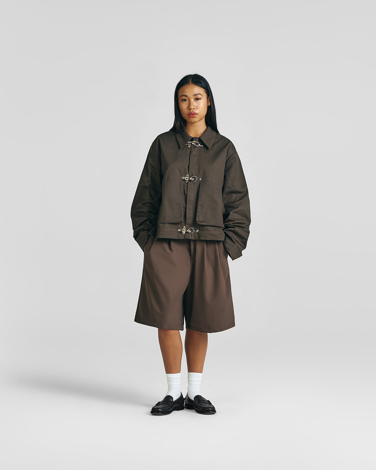 Mocha Brown Everyday Pleated Jorts