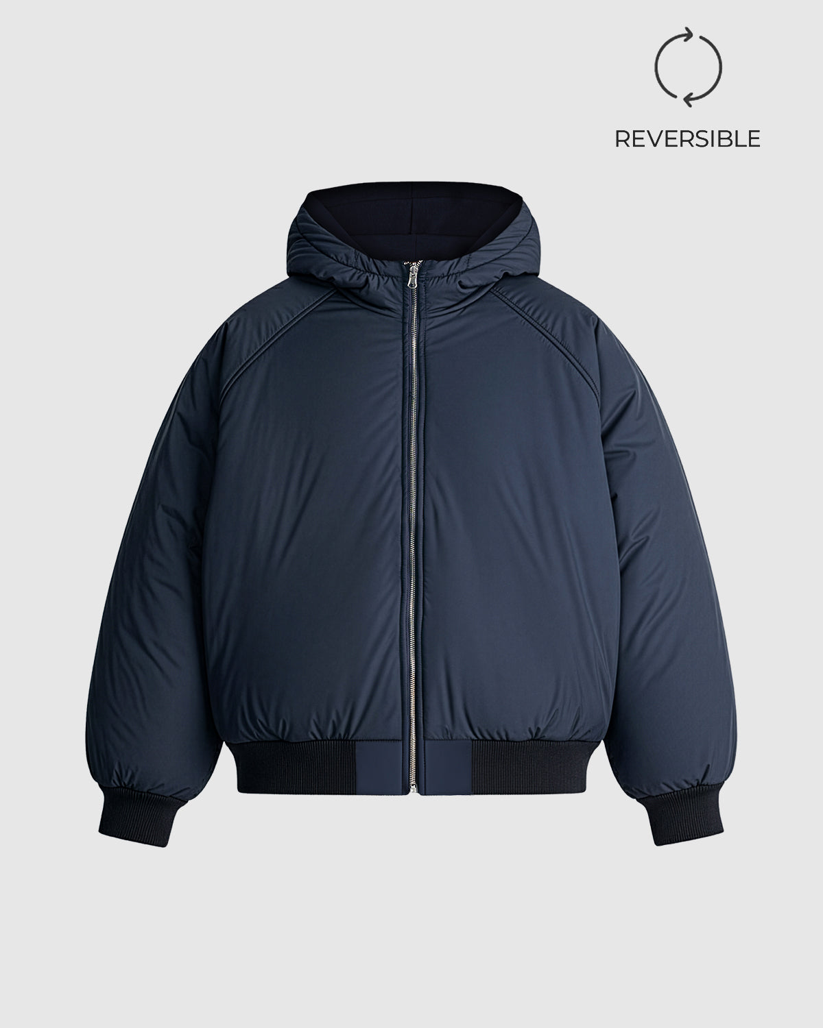 Navy Blue 2-in-1 Padded Hoodie Jacket