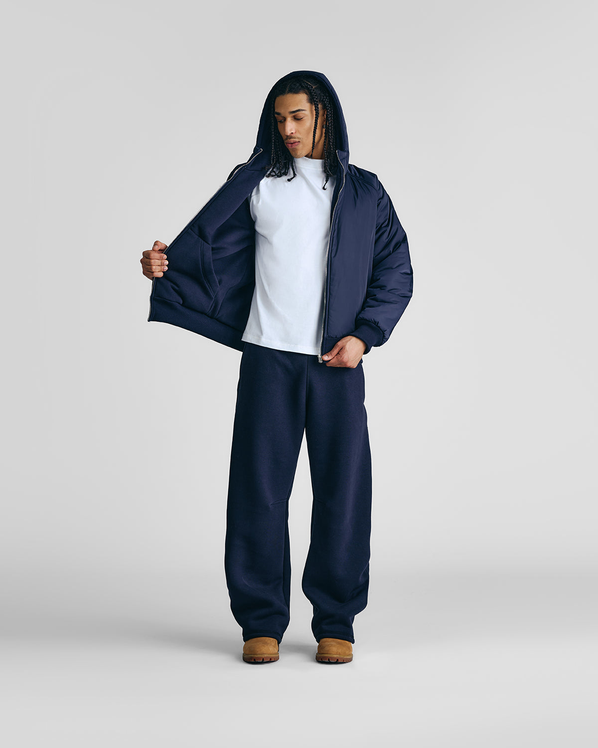 Navy Blue 2-in-1 Padded Hoodie Jacket