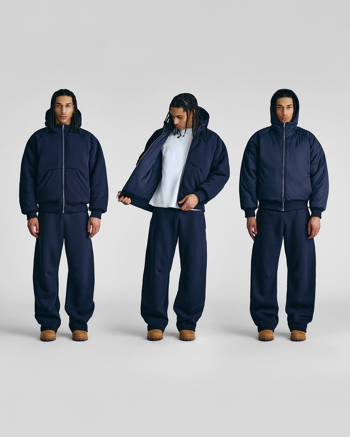 Navy Blue 2-in-1 Padded Hoodie Jacket
