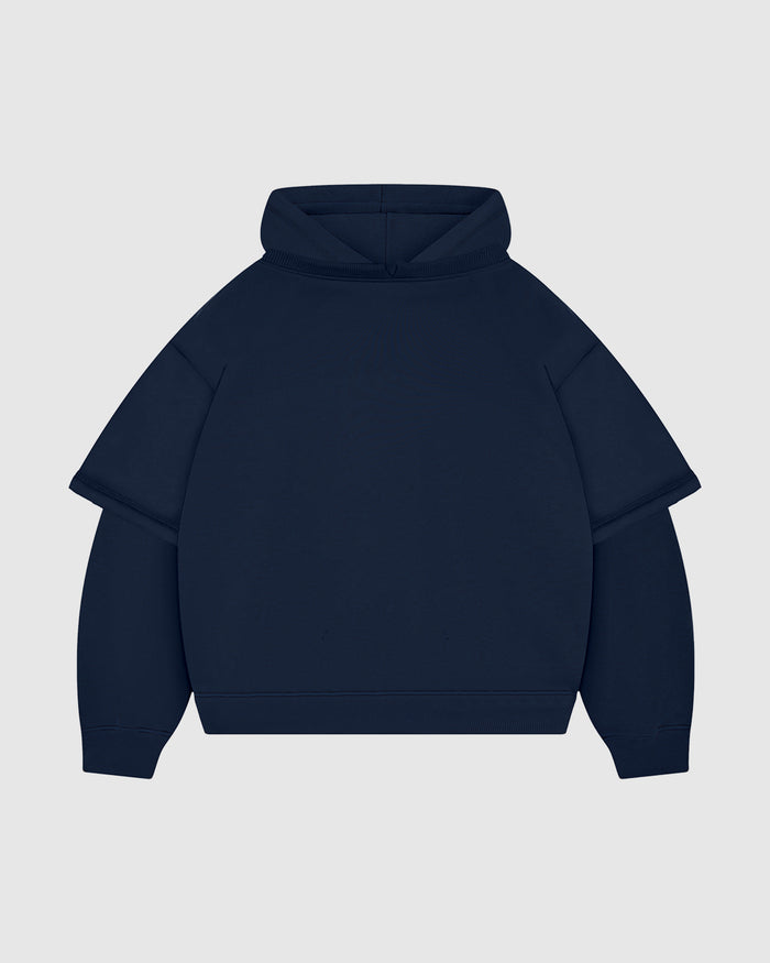 Navy Blue Double-Sleeve Hoodie