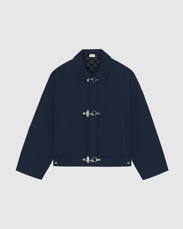 Padded Clasp Work Jacket - Navy Blue