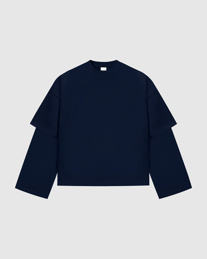 Everyday Navy Blue Double-Sleeve Tee