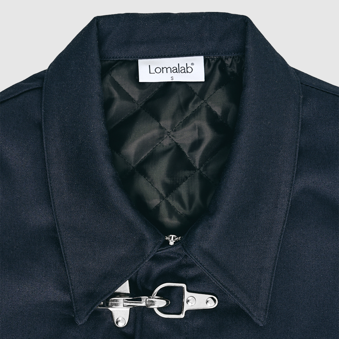 Padded Clasp Work Jacket - Navy Blue