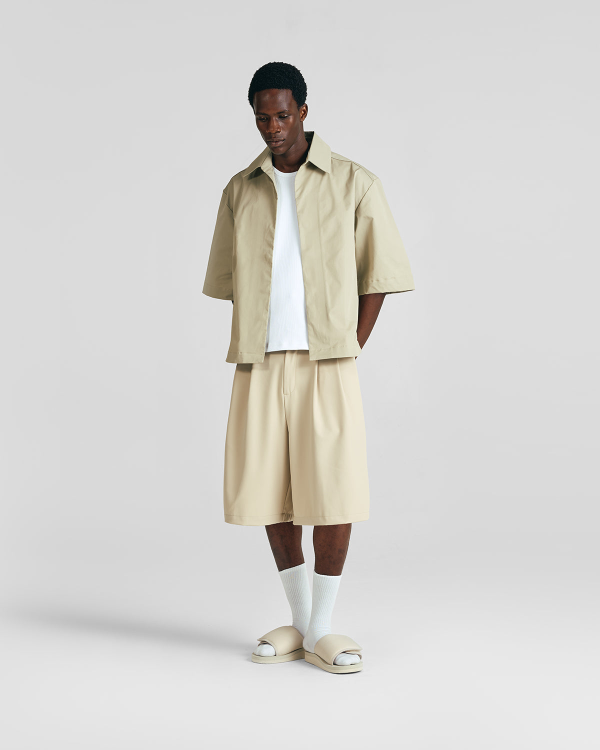 Pure Sand Everyday Pleated Jorts