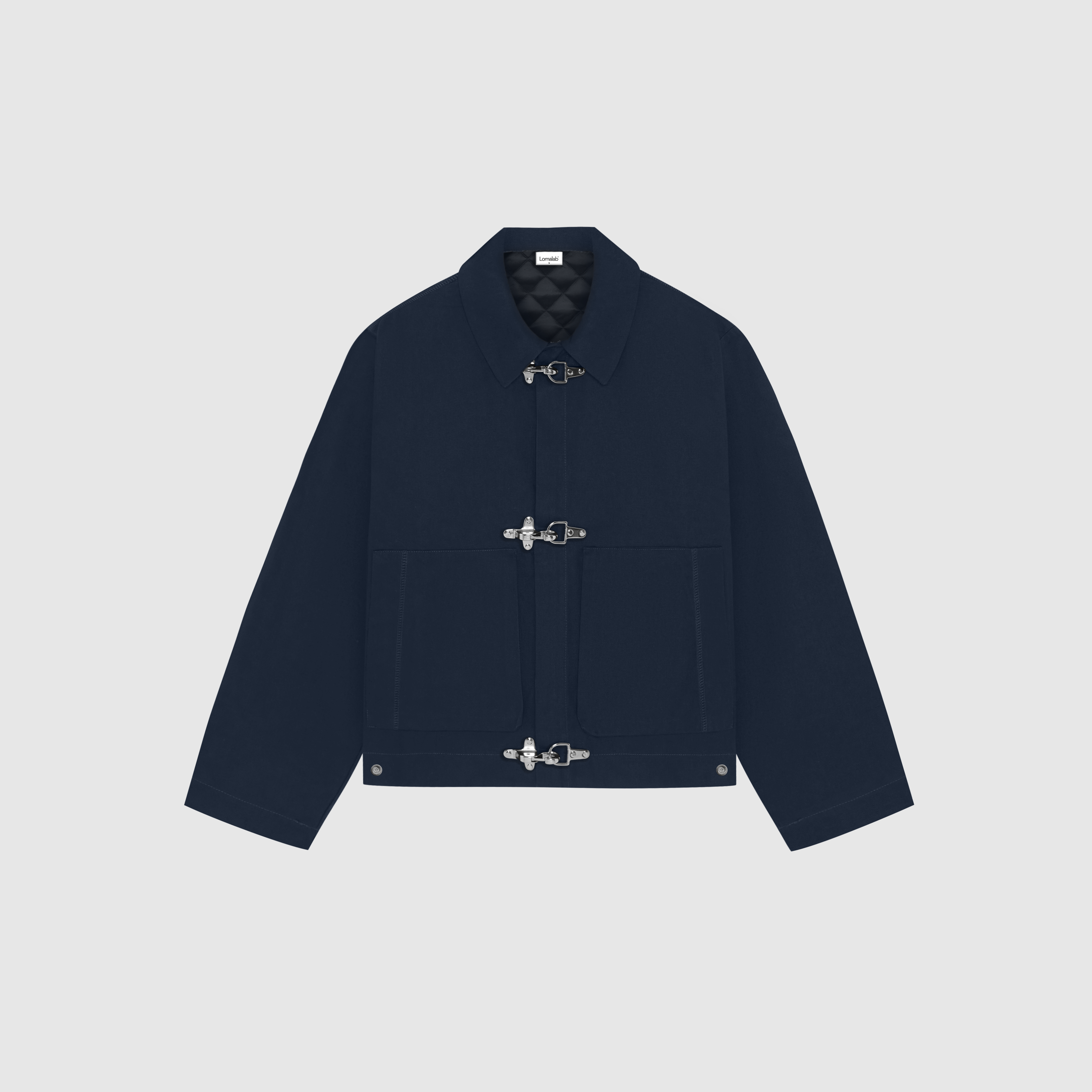 Padded Clasp Work Jacket - Navy Blue