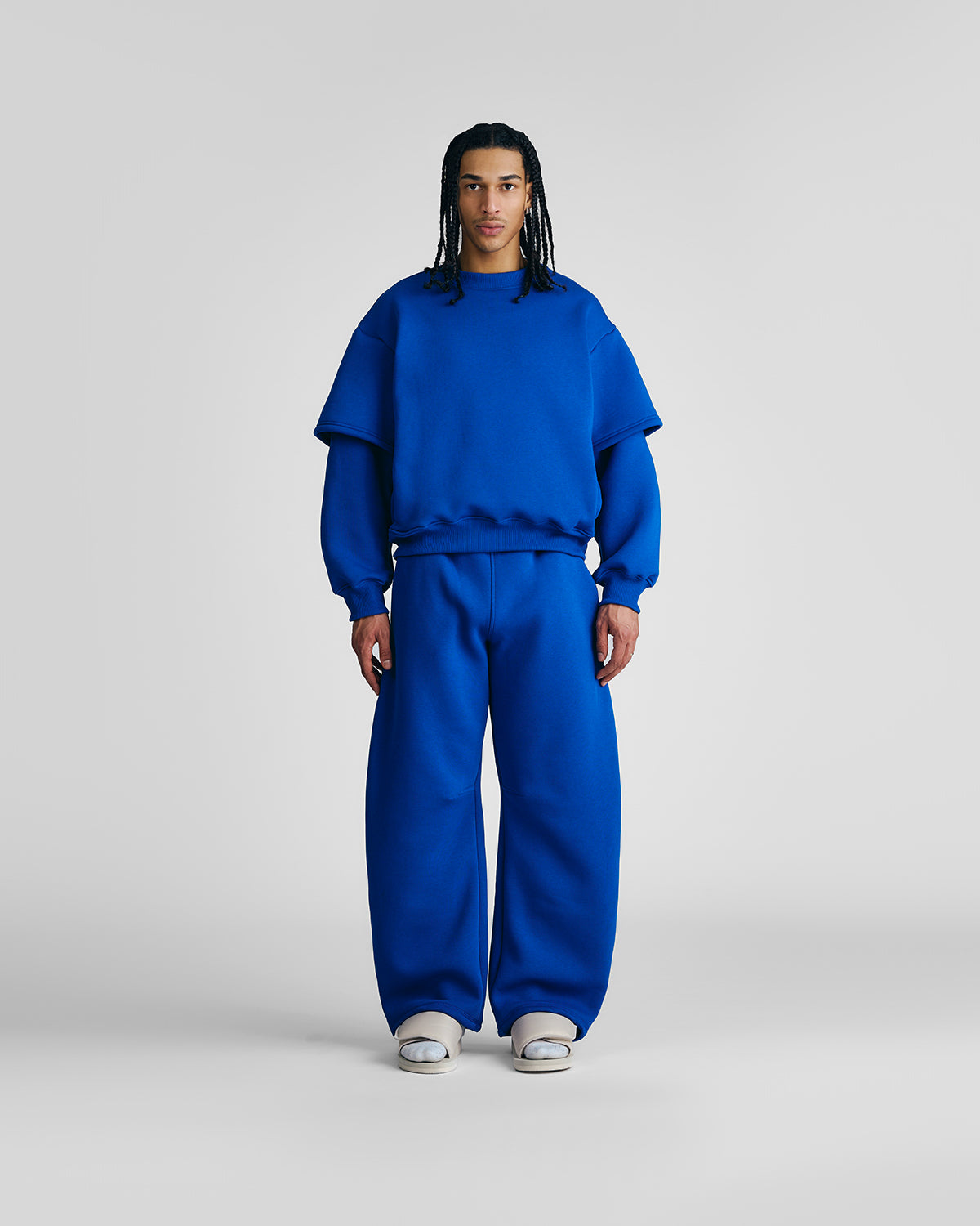 Royal Blue Double-Sleeve Crewneck