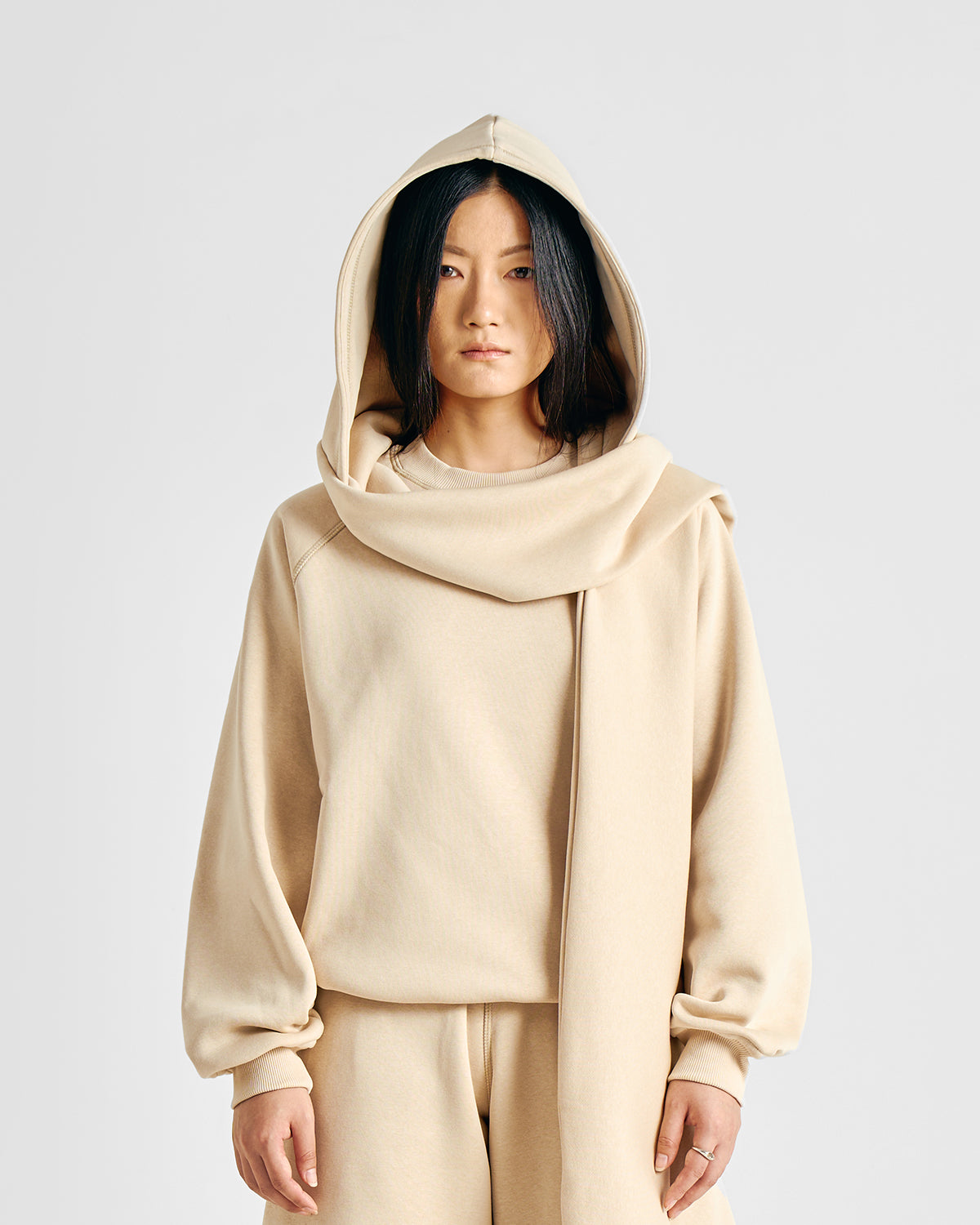 Soft Sand Upcycled Hoodscarf