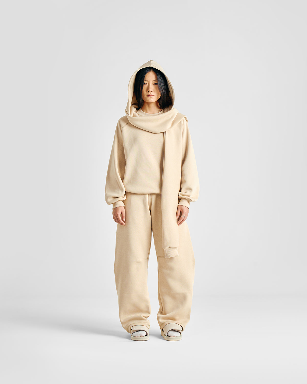 Soft Sand Upcycled Hoodscarf