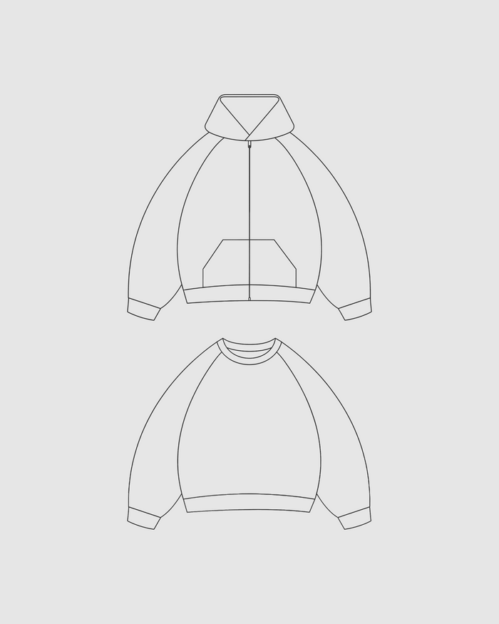 EVERYDAY ZIP HOODIE + CREWNECK SET 350gsm