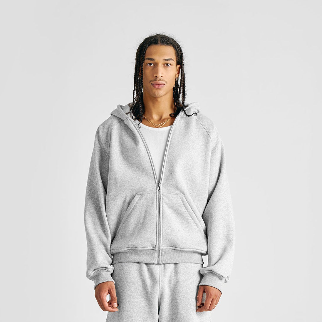 Felpa con cappuccio grigia con zip Everyday Gym
